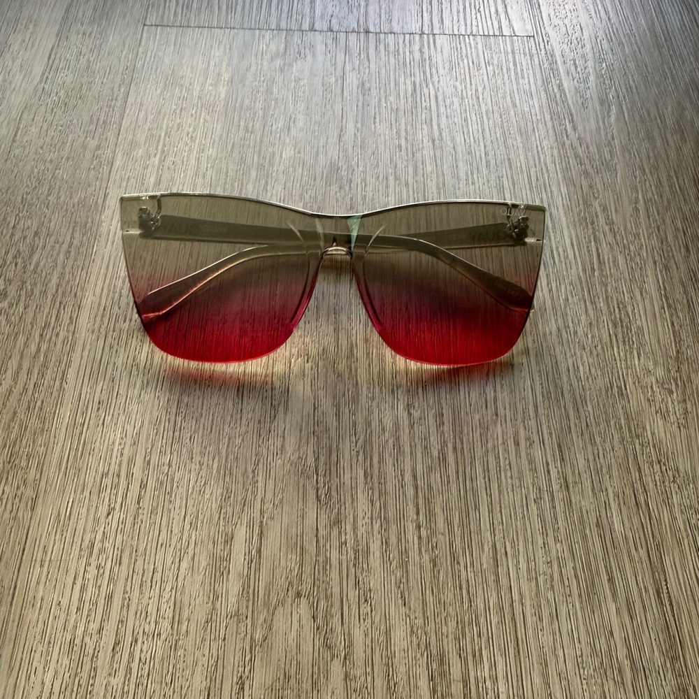 quay australia come thru tan pink fade oversized cat eye sunglasses eyewear NEW